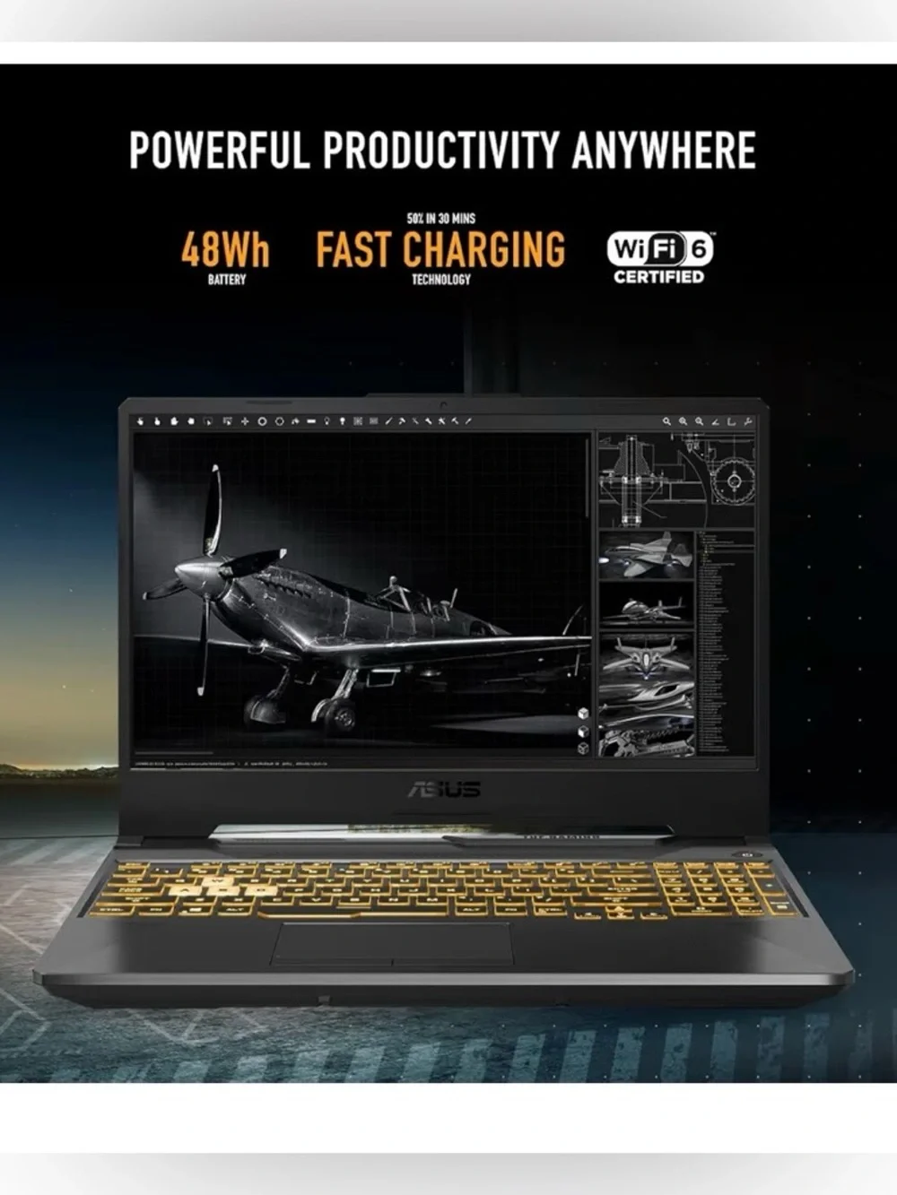 ASUS Gaming Laptop - Black with Gold Keyboard Accents